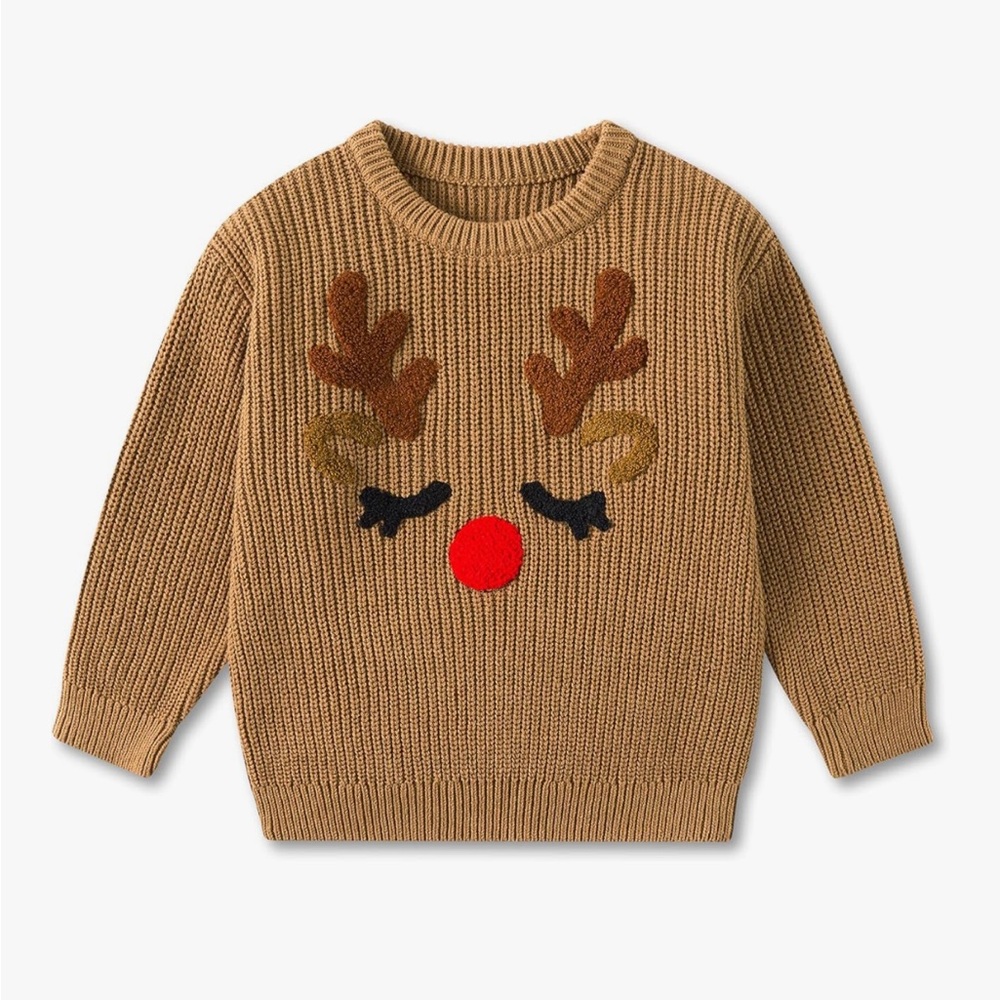 Kids Reindeer Sweater - Brown